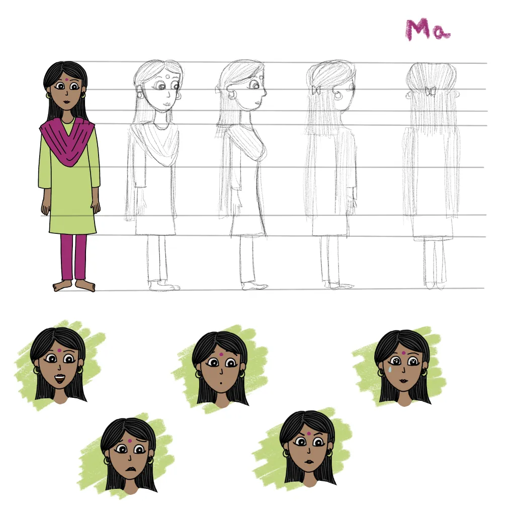 Character design of Ma with different expressions
